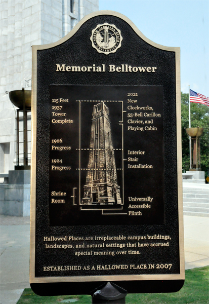 Memorial Belltower plaque - side 2